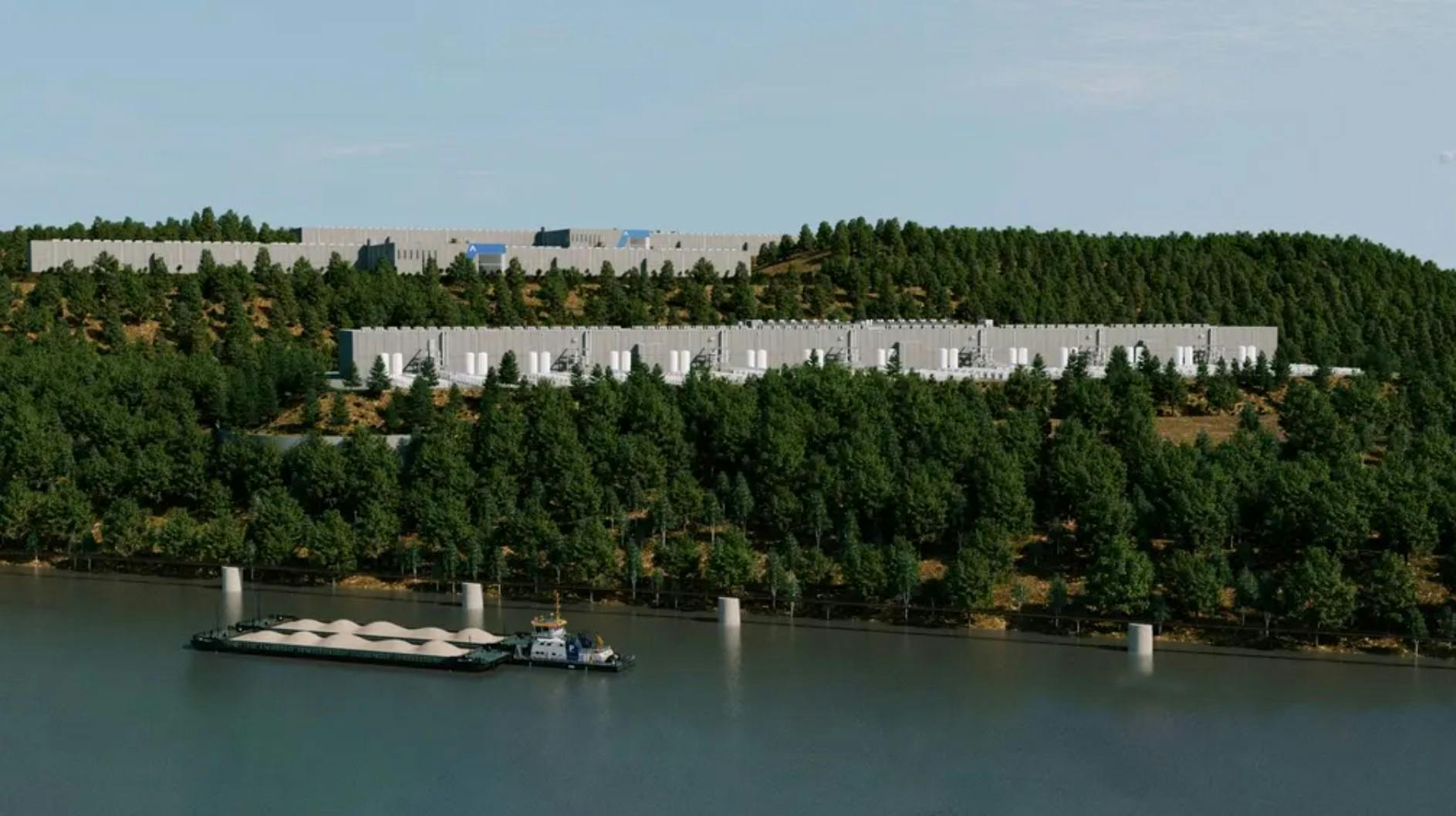 Rendering of Aligned Data Centers&rsquo; planned 2-GW Project Phoenix campus in Shippingport, Pennsylvania, which will redevelop a legacy industrial site into three data center facilities supported by dedicated onsite power.