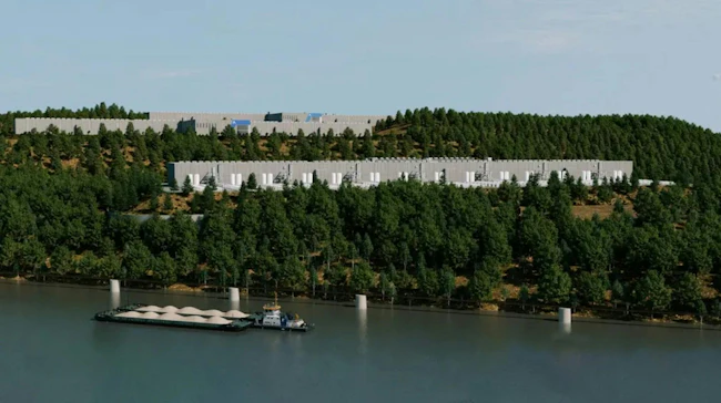Rendering of Aligned Data Centers&rsquo; planned 2-GW Project Phoenix campus in Shippingport, Pennsylvania, which will redevelop a legacy industrial site into three data center facilities supported by dedicated onsite power.