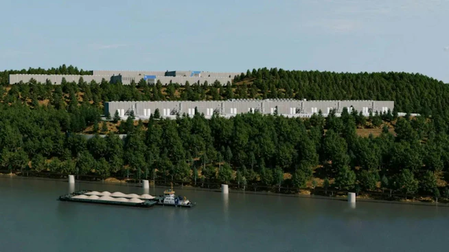 Rendering of Aligned Data Centers&rsquo; planned 2-GW Project Phoenix campus in Shippingport, Pennsylvania, which will redevelop a legacy industrial site into three data center facilities supported by dedicated onsite power.