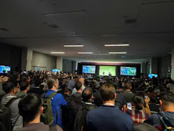 Standing room only for “Delta 800 VDC Power and Cooling Solutions for Data Centers” at OCP Global Summit 2026 in San Jose. Led by Ralf Pieper of Delta Electronics and Mike Tu of NVIDIA, the session underscored growing industry interest in higher-voltage power distribution to improve efficiency, reduce copper requirements and support megawatt-scale AI racks. (Photo: Data Center Frontier)