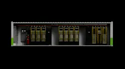 NVIDIA's DSX POD reference design packages Vera Rubin computing, networking, rack-level power and liquid cooling into factory-integrated modular containers, with partner deployments targeted for early 2027. (Rendering: NVIDIA)