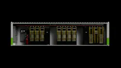 NVIDIA's DSX POD reference design packages Vera Rubin computing, networking, rack-level power and liquid cooling into factory-integrated modular containers, with partner deployments targeted for early 2027. (Rendering: NVIDIA)