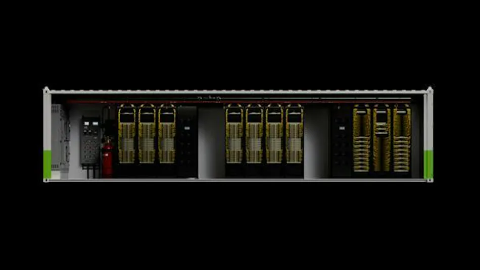 NVIDIA's DSX POD reference design packages Vera Rubin computing, networking, rack-level power and liquid cooling into factory-integrated modular containers, with partner deployments targeted for early 2027. (Rendering: NVIDIA)
