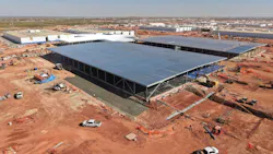 Construction at Crusoe's flagship AI data center campus in Abilene, Texas, where the scale and speed of development illustrate the infrastructure expansion underlying SemiAnalysis' 2027 forecast. Image: Crusoe, November 2025.